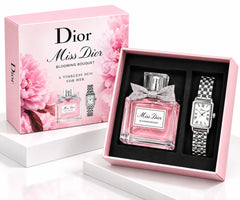 Miss Dior Blooming Bouquet Style Perfume & Silver Watch Gift Set for Women