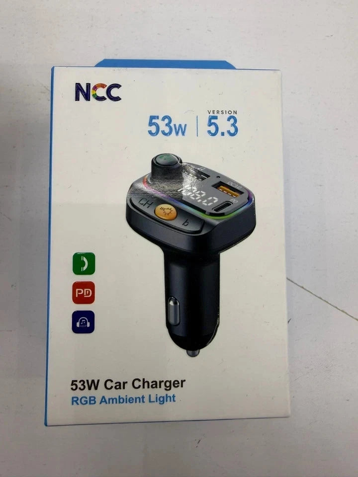 NCC R20 Bluetooth 5.3 FM Transmitter 53W Car Charger PD Fast Charge