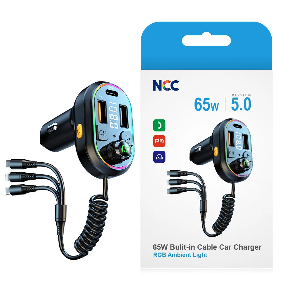 NCC R30 65W Car Charger 2 Port USB-A USB-C Car Charger | Black