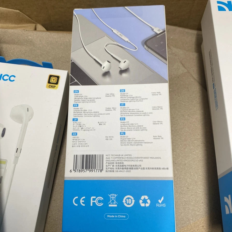 Ncc Wired Headphones for Iphone [high quality) Lightning Headphones Earphones