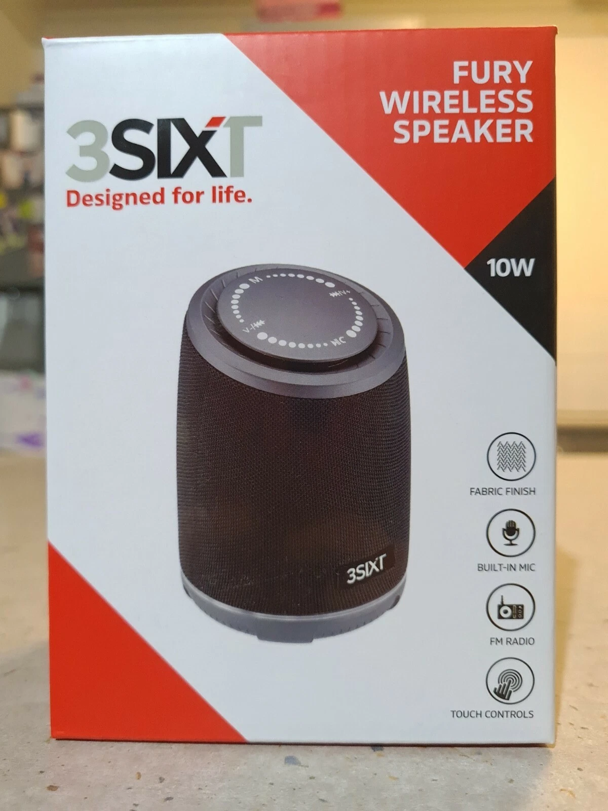3SIXT Fury Wireless Bluetooth Speaker 10W with Touch Controls