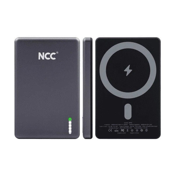NCC 5000 mAh Ultra Thin Magnetic Power Bank 15W - Grey Color