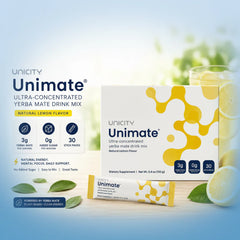Unicity Unimate® Ultra-Concentrated Yerba Mate Drink Mix – Natural Lemon Flavor | 30 Stick Packs